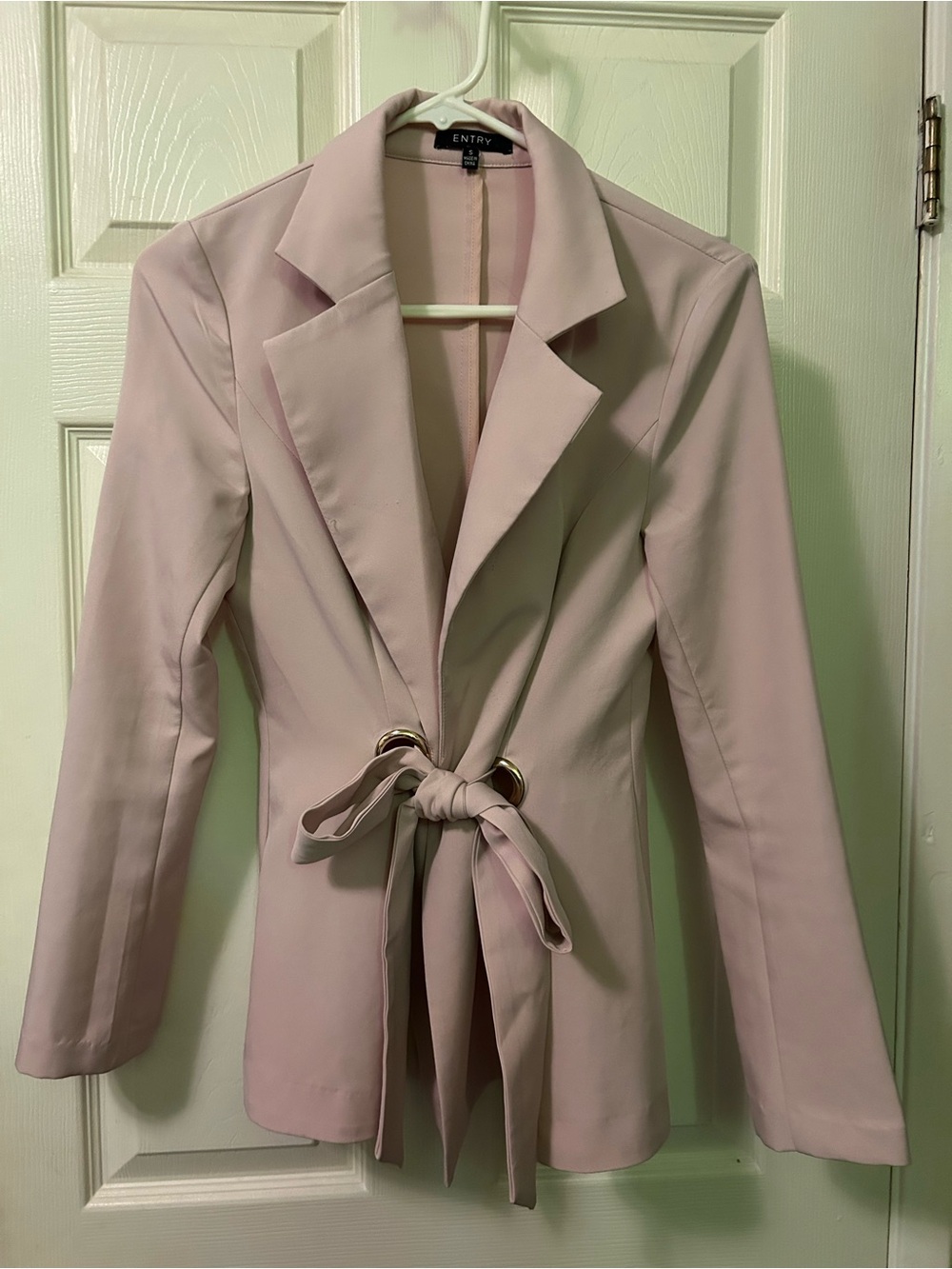 Entry Blush Pink Tie-Waist Blazer Jacket